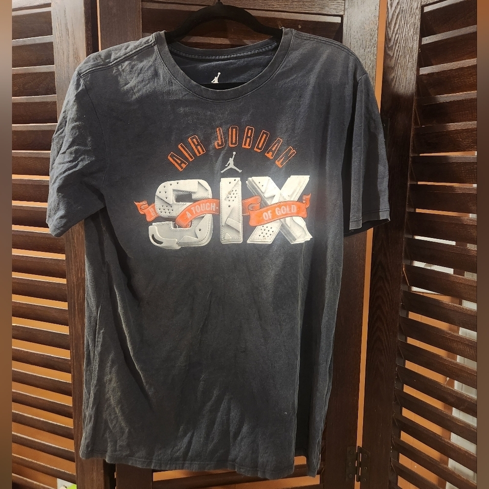 Jordan Black Tee with Orange and White Graphics